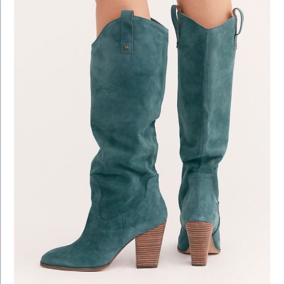 New! Free People western style suede heeled boots - Picture 2 of 7